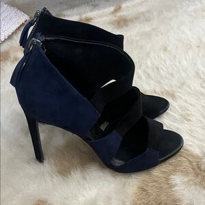 Zara Black and Blue Suede Heels